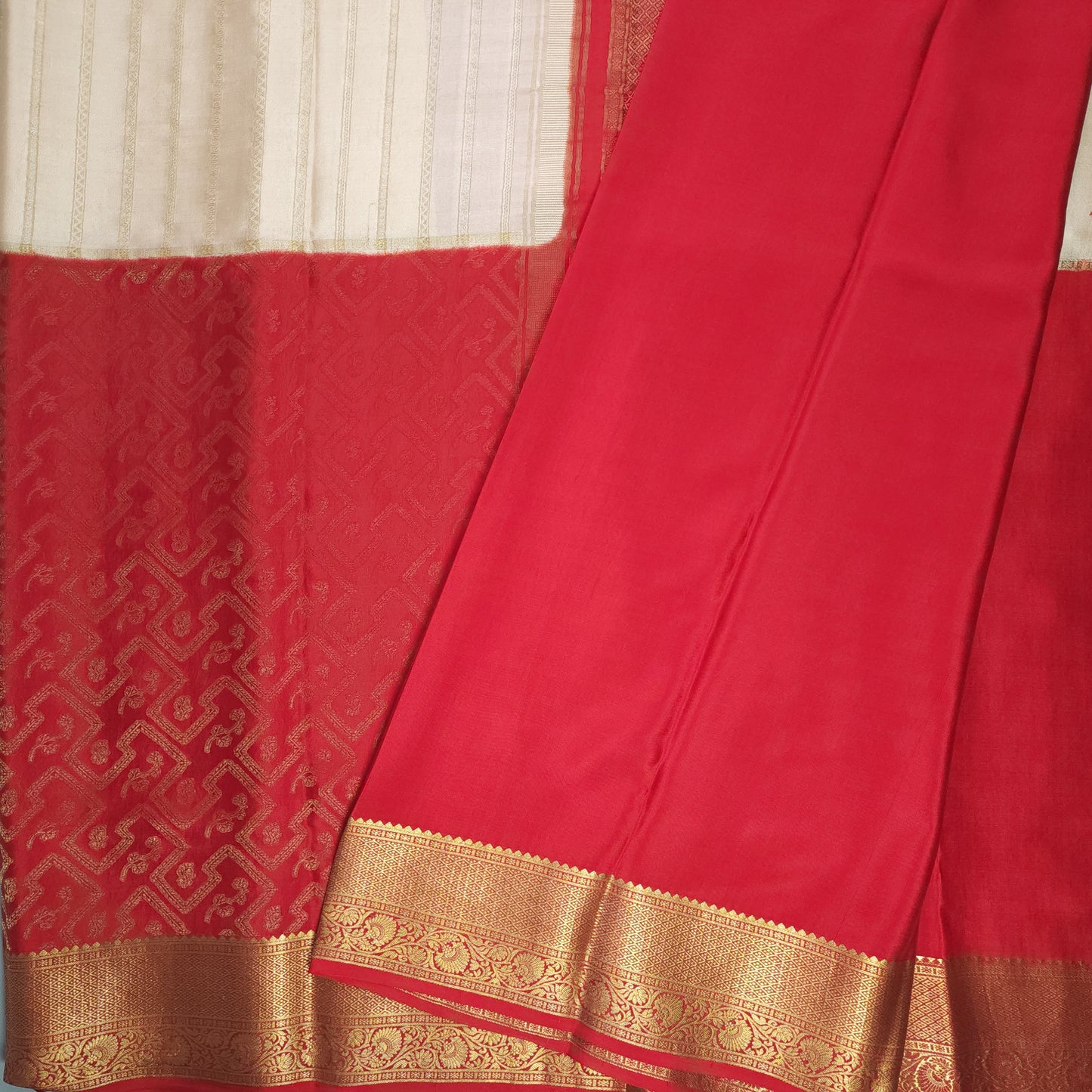 HALF N HALF PURE MYSORE CREPE SILK | VSFCS099