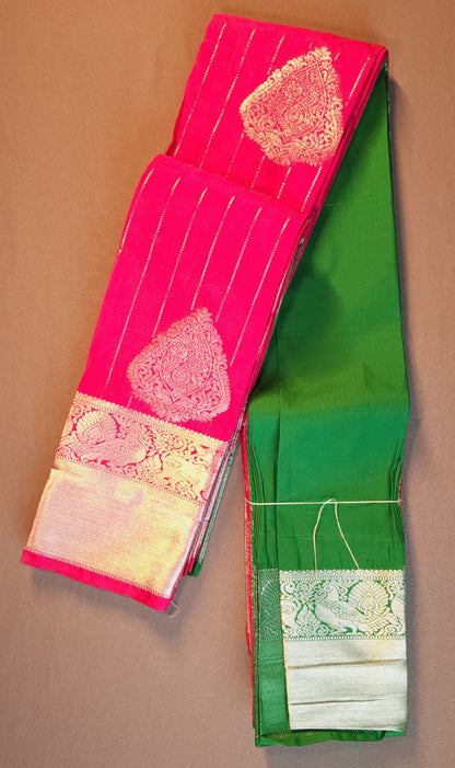 KANCHI SEMI SILK SILVER ZARI SAREE | VSFSF035