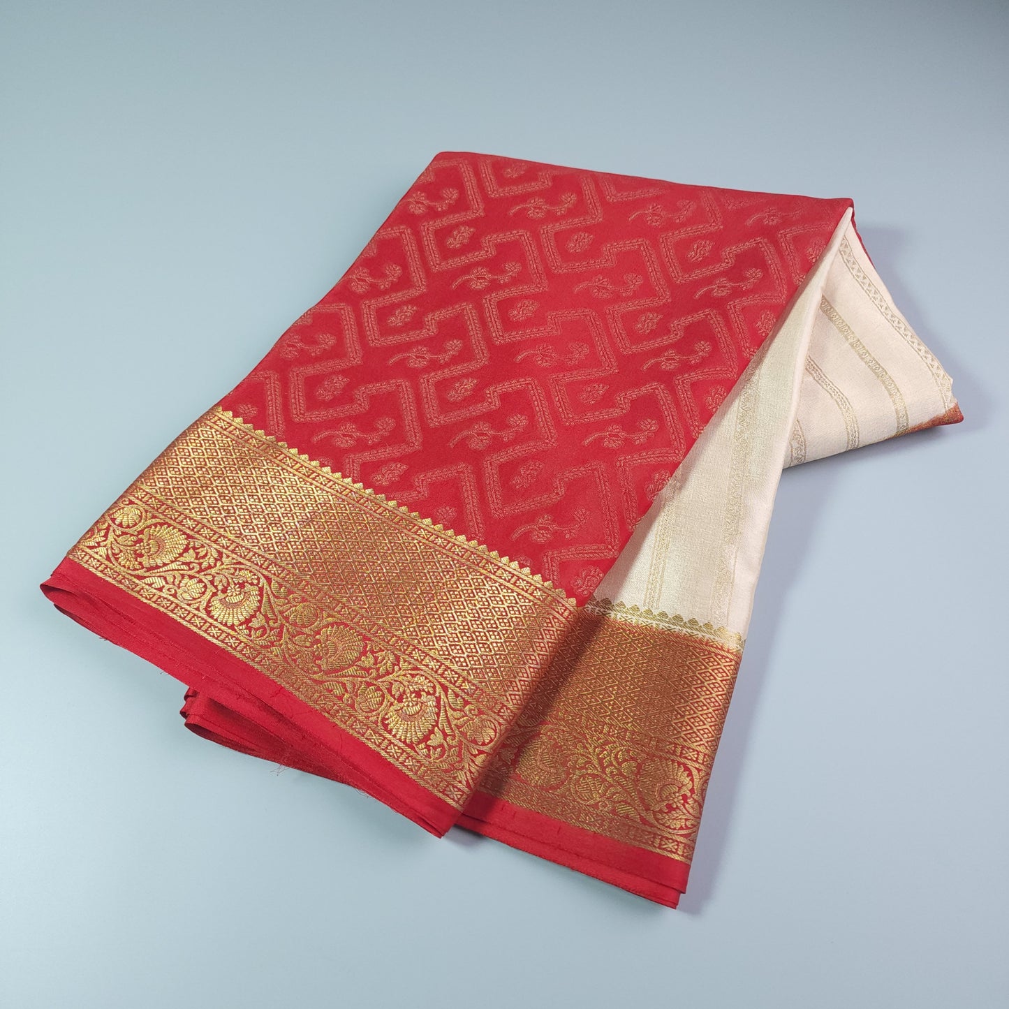 HALF N HALF PURE MYSORE CREPE SILK | VSFCS099