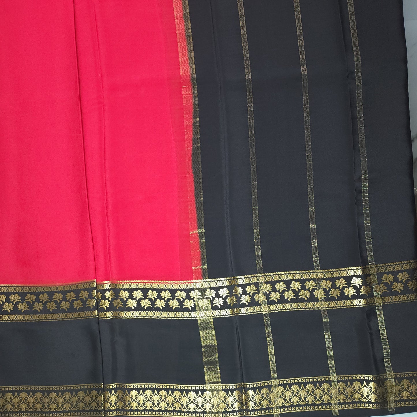3D BENTEX BORDER PURE MYSORE CREPE SILK | VSFCS107