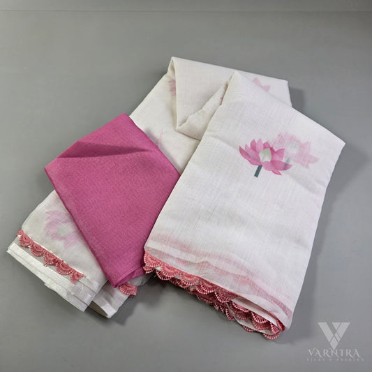 PLAIN LINEN SAREE | VSFLC156