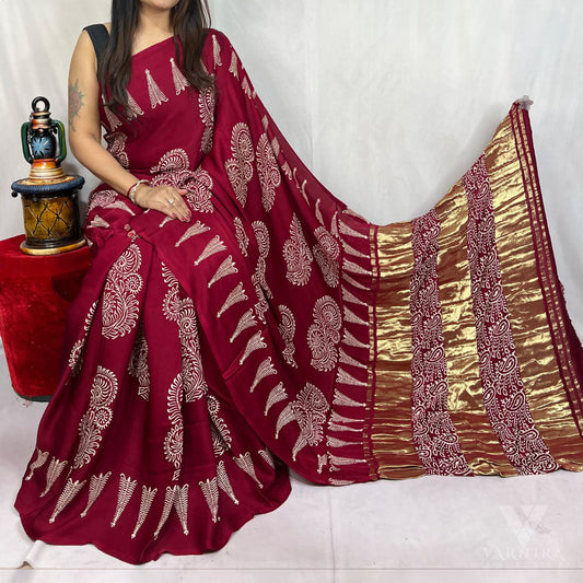 AJRAKH MODAL SILK SAREE | VSFMO191