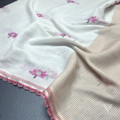 PLAIN LINEN SAREE | VSFLC156
