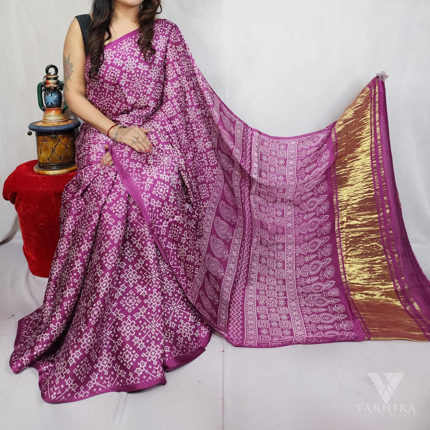 AJRAKH MODAL SILK SAREE | VSFMO190