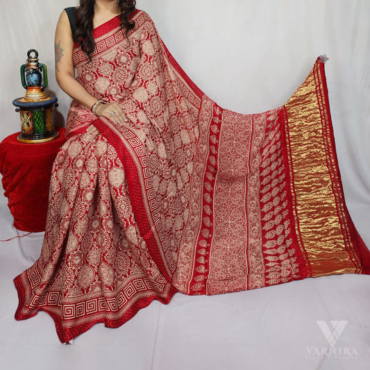 AJRAKH MODAL SILK SAREE | VSFMO187