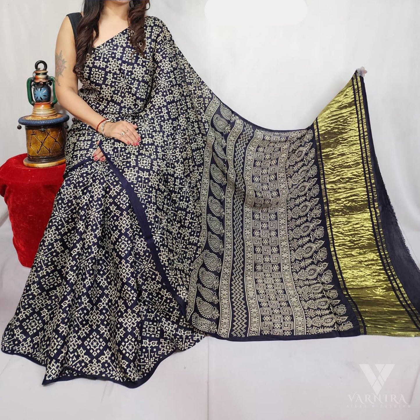 AJRAKH MODAL SILK SAREE | VSFMO189